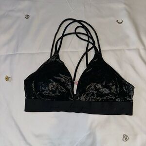 PINK Victoria's Secret Women's Black Velour Bralette